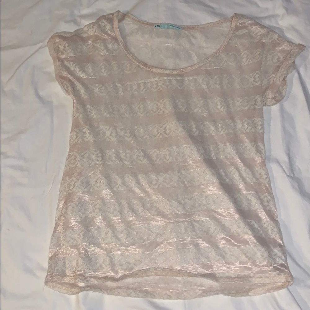Maurices, sheer, short-sleeve shirt, off-white/tan